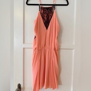 Mason Coral and Black Lace Dress